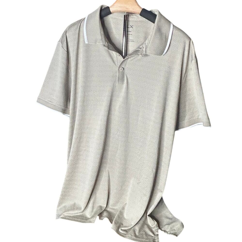 FLX Men's Tipped Commuter Polo Beige Color size xxl